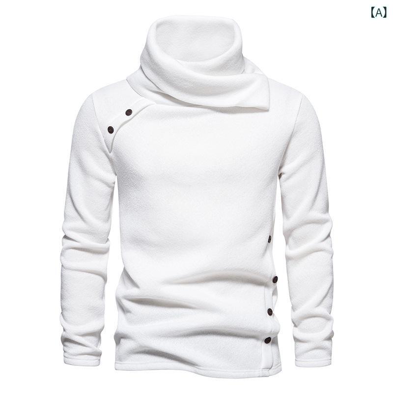 セーター メンズ ハイネック タートルネック ニット 厚手 ゆったり ルーズフィット ウォッシャブル ラビットファー モダール カジュアル 普段使い ブリットスタイル 秋冬 ホワイト グレー ブラック 男性用