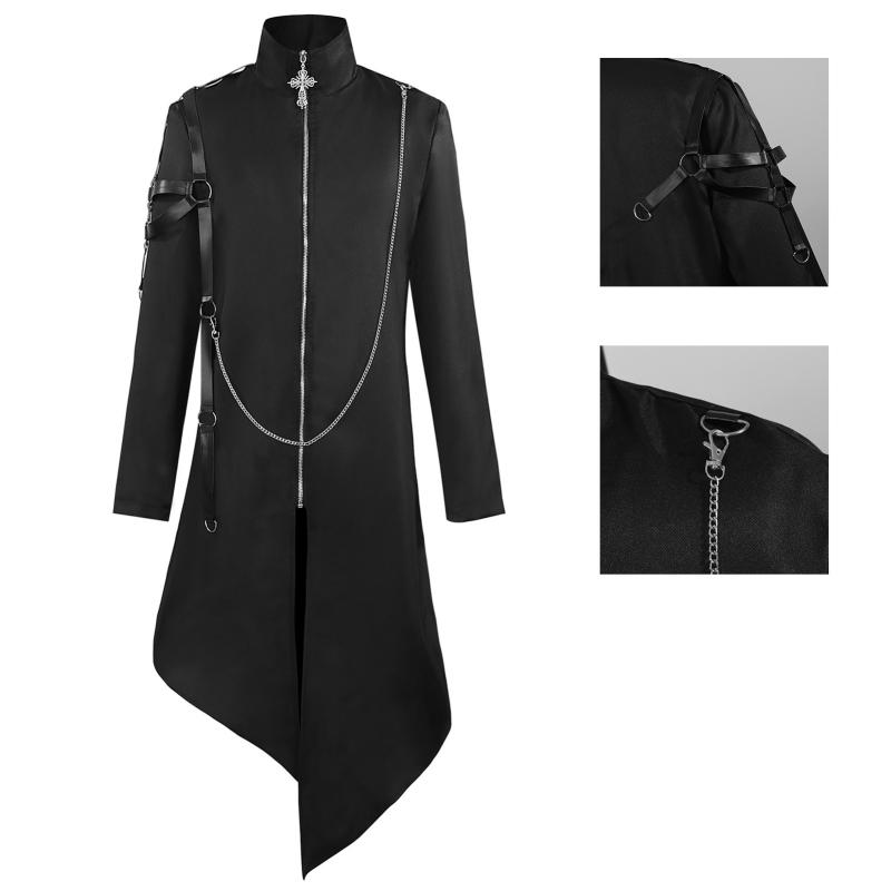 アウター 男性 ゴシック 中世 パンク ハロウィン コスプレ衣装 イベント パーティー 舞台パフォーマン..