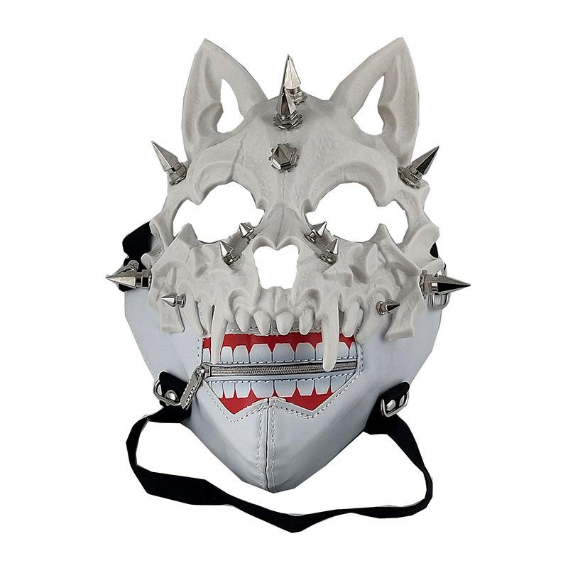 マスク ハロウィン 仮装 コスプレ パーティー イベント スカル 骸骨 ドクロ パンク ホラー ゴシック ロック系 個性的 ユニーク フェイクレザー 黒 白 モノトーン