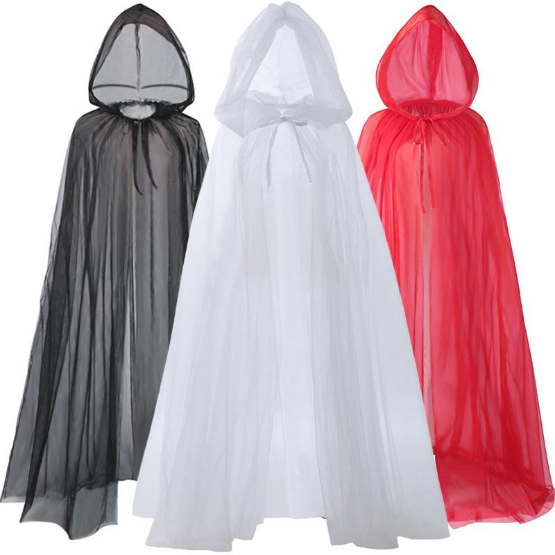 ハロウィン コスプレ 大人用 男女兼用 マント ケープ 花嫁 吸血鬼 プリンセスドレス 魔女 ホラー 仮装パーティー 舞台衣装 白 黒 赤 ポリエステル