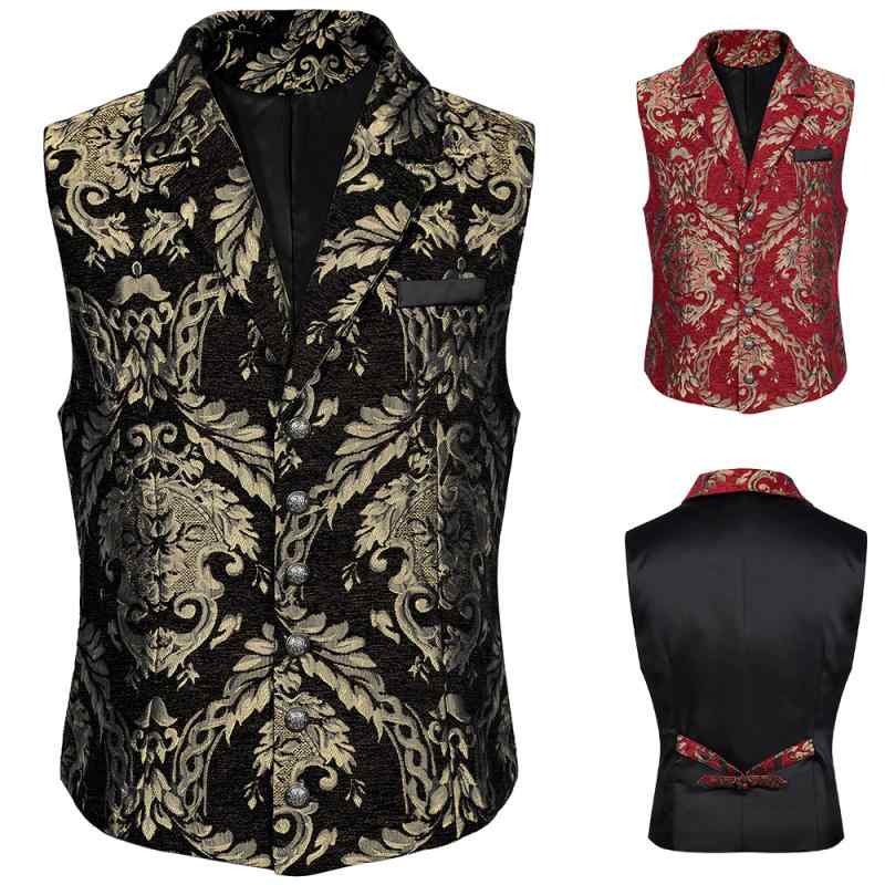 ベスト メンズ 韓国風 おしゃれ シングルブレスト スーツ ジレ ノースリーブ ジャカード織り ポリエステル フォーマル ビジネス 上品 高級感 舞台 衣装 ブラック サマー