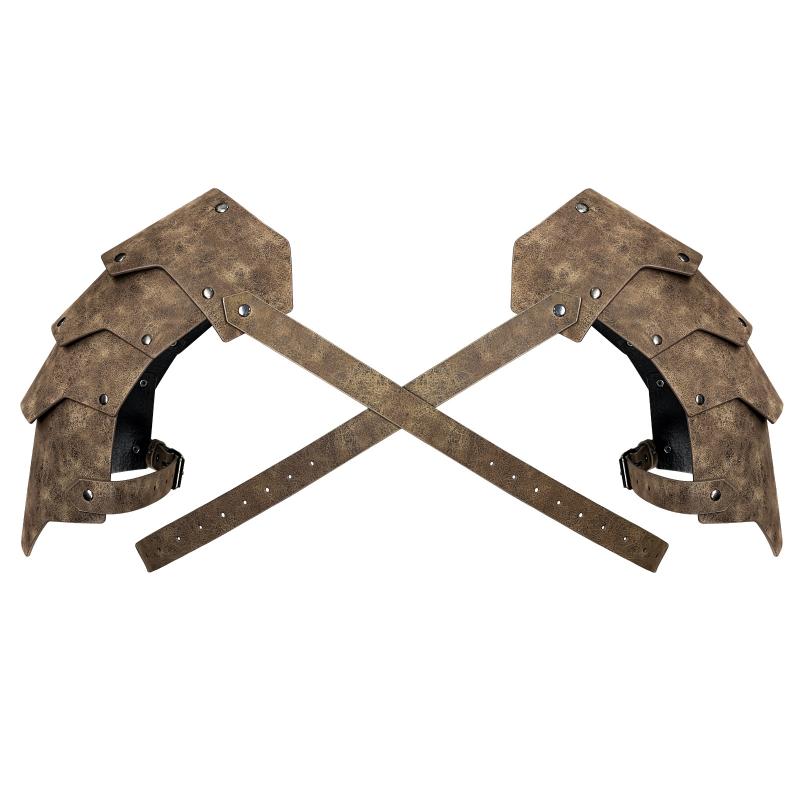 コスプレ 肩甲冑 中世風 四層構造 北欧バイキングスタイル レトロ アンティーク ファンタジー ブラック ダークブラウン アンティークブロンズ