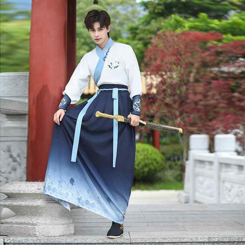 改良漢服 メンズ 上下セット 重厚刺繍 トップス プリント柄 ボトムス 中国風 伝統衣装 ポリエステル 秋 団体服 イベント 衣装 旅行 レジャー