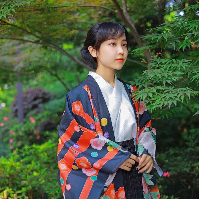 着物 レディース 卒業式 袴セット 伝統和柄 羽織 和装 レトロモダン ポリエステル 黒 桜柄 謝恩会 成人式