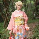 和服 レディース 女性用 伝統的 フォーマル 訪問着 礼装 結婚式 披露宴 パーティー 旅行用 プリント柄 ポリエステル 朱色 オレンジ系 春夏セット