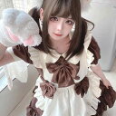 ロリータドレス レディース メイド服 甘ロリ ワンピース コスプレ 衣装 フリル リボン カフェ ウェイトレス アニメ イベント ハロウィン ポリエステル ブラ...