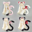 コスプレ小物 レディース 猫耳 カチューシャ ヘッドドレス 尻尾 セット ロリィタ メイド アニメ サブカルチャー ハロウィン イベント 仮装 かわいい 髪飾り