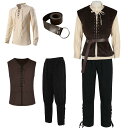 コスプレ 衣装 メンズ 男性用 中世 ゴシック ビクトリア朝 幻想的 レトロ ジャケット ベスト シャツ パンツ セットアップ 上下セット ポリエステル 舞台 イベント ハロウィン 春夏