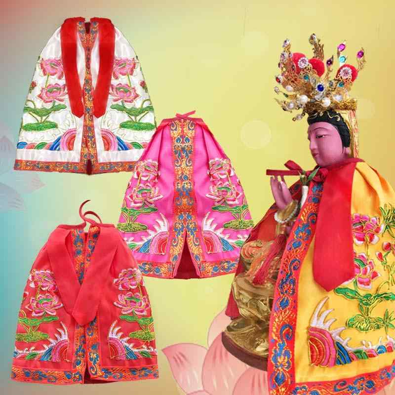 神具 マント ローブ ケープ 広東刺繍 金糸 双龍 龍紋 豪華 龍袍風 神像衣裳 仏像用 祭壇飾り 縁起物 開運 各種サイズ対応