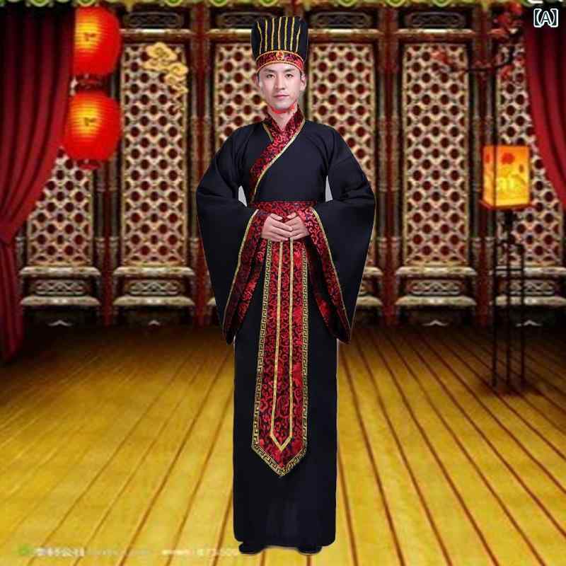 コスチューム メンズ 中国古代 皇帝 龍袍 漢服 太子服 舞台衣装 演劇 パフォーマンス用 綿 ポリエステル素材 プリント 紐付き 大人用