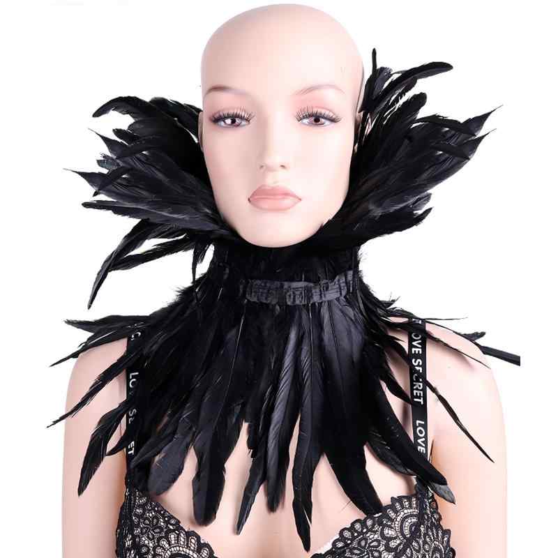 フェザーショール ゴシック ゴスロリ 羽根 ネックウォーマー一体型 ハロウィン コスプレ 仮装 パーティー ダンス 衣装 ストール ケープ イベント 発表会 秋冬