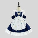 メイド服 レディース 日系 ロリータ ハート 透かし彫り 大きいサイズ ビッグサイズ コスプレ衣装 コスチューム イベント 演出服 ライブ配信 ポリエステル 紺色 ネイビー