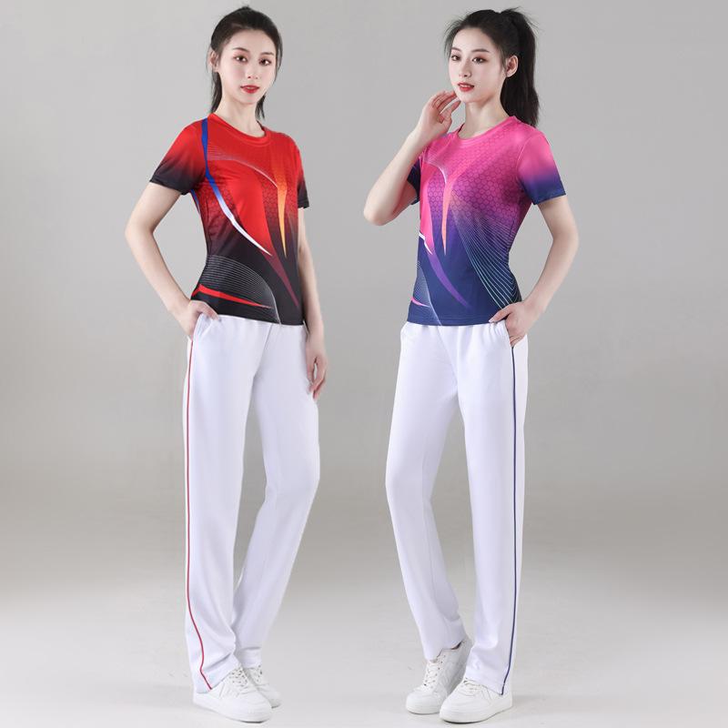ダンスウェア レディース スポーツウェア 半袖 セットアップ 吸湿速乾 フィットネス 佳木斯 ウォーキン..