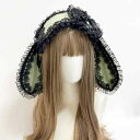 ヘアアクセサリー レディース ロリータファッション リボン 垂れ耳 うさ耳 レース メイド風 カチューシャ ヘッドバンド 布製 かわいい ブラック ワインレッド ピンク系 イベント 仮装