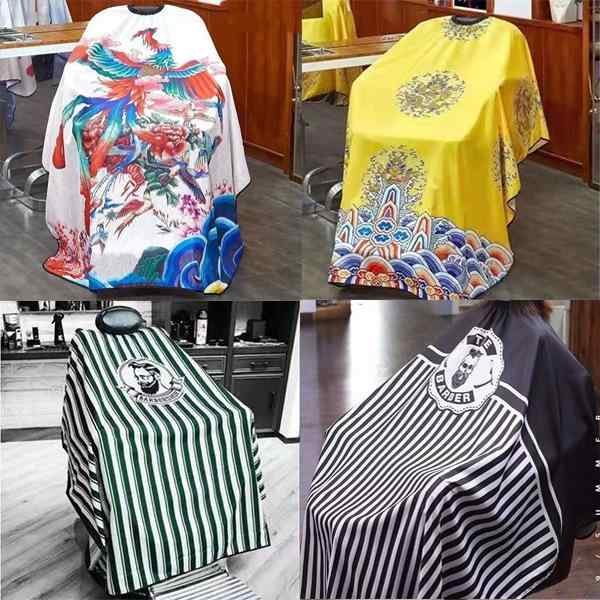 散髪ケープ 美容室 理容室 プロ仕様 おしゃれ 帯電防止 髪がつきにくい ポンジー生地 薄手 龍柄 鳳凰柄..