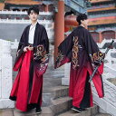 漢服 メンズ 男性用 ゆったりサイズ 中国民族風 蛟竜 龍柄 ワインレッド ワイドスリーブ 龍袍 3点セット 舞台 ステージ パフォーマンス衣装 セットアップ