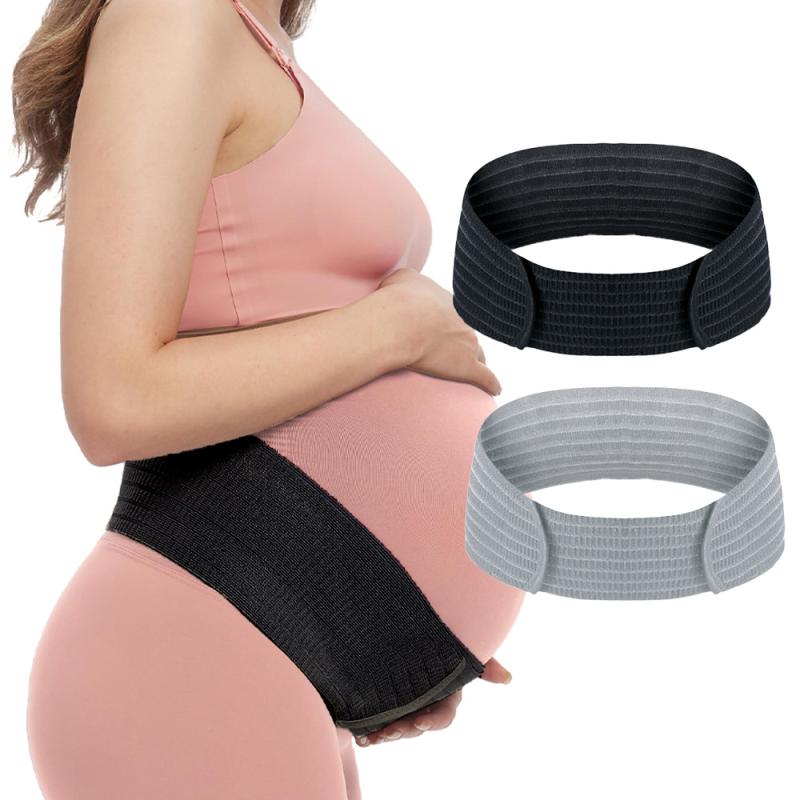 マタニティ 腹帯 産前 産後 骨盤ベルト サポートベルト 引き締め コルセット ガードル 伸縮性 通気性 柔らか 薄手 シームレス スパンデックス素材 ブラック グレー(x2)