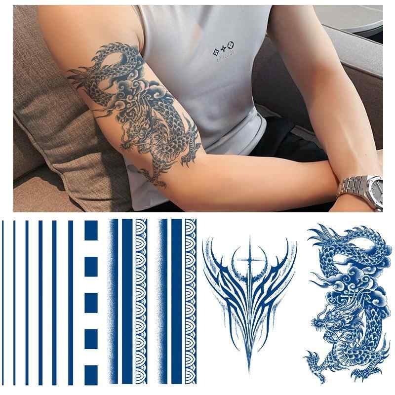 タトゥーシール 男女兼用 直線 グラデーション ラインアート マット 幾何学模様 転写シール 防水 長持..