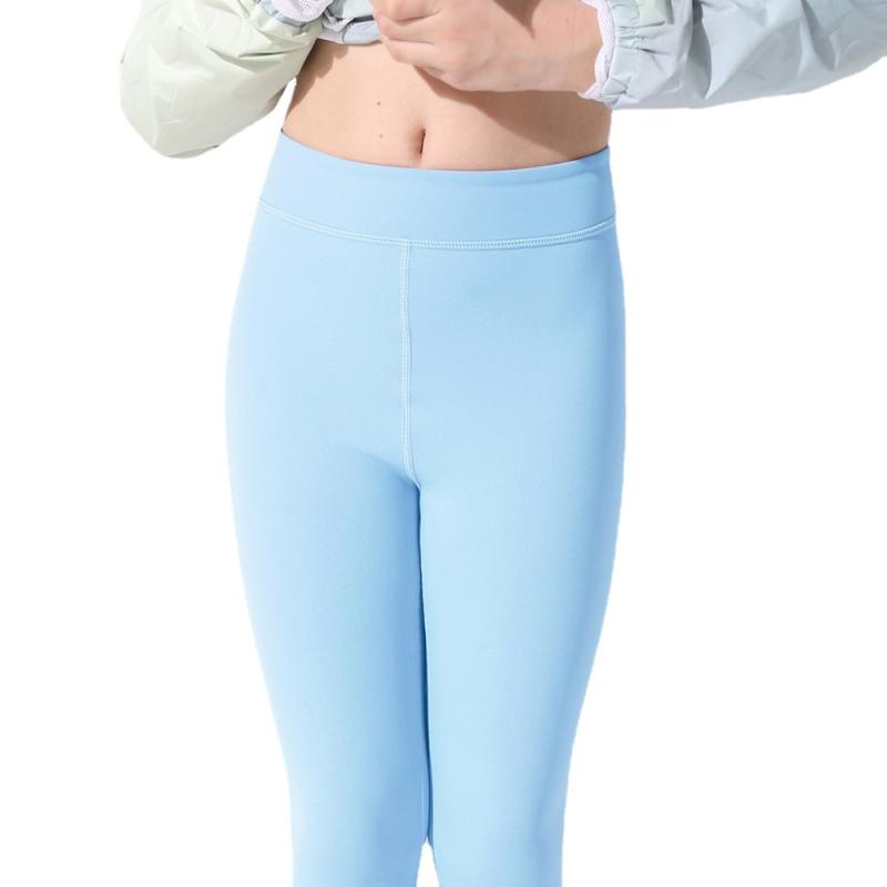 レギンス 女の子用 キッズ 肌触り良い ストレスフリー 吸汗速乾 ストレッチ ハイウエスト ナイロン 無地 スリムフィット ダンス ヨガ トレーニング ランニング フィットネス スポーツウェア ブルー系