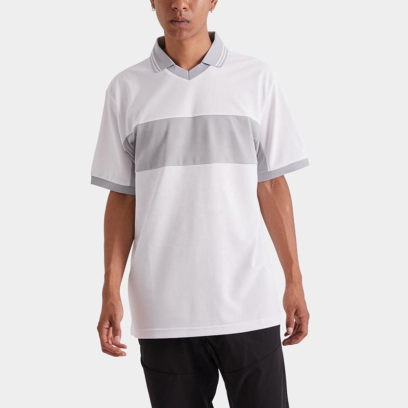 ゴルフポロシャツ メンズ 男性用 吸汗速乾 高機能 Vネック 半袖 リブカラー 無地 ポリエステル 春夏 ス..