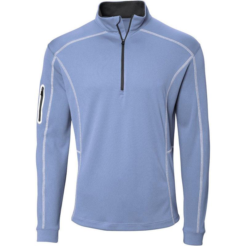 ゴルフ メンズ 春夏 長袖 ポロシャツ ポリエステル 混紡 ハーフジップ プルオーバー 無地 スポーツウェア