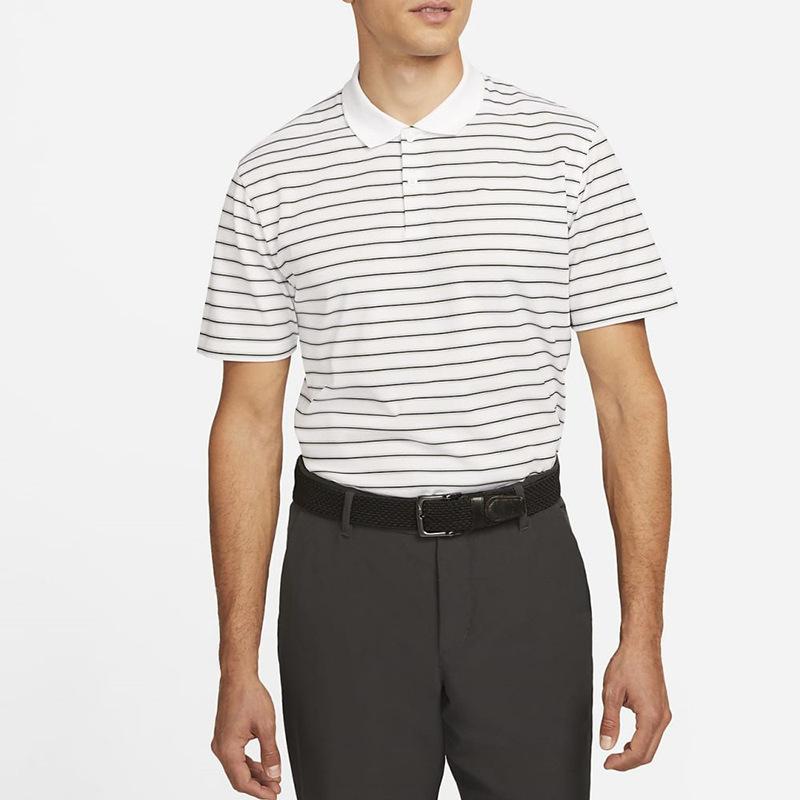 ゴルフ ポロシャツ メンズ 半袖 ストライプ柄 ポリエステル混紡 吸湿速乾 通気性 快適 スポーツ トレー..
