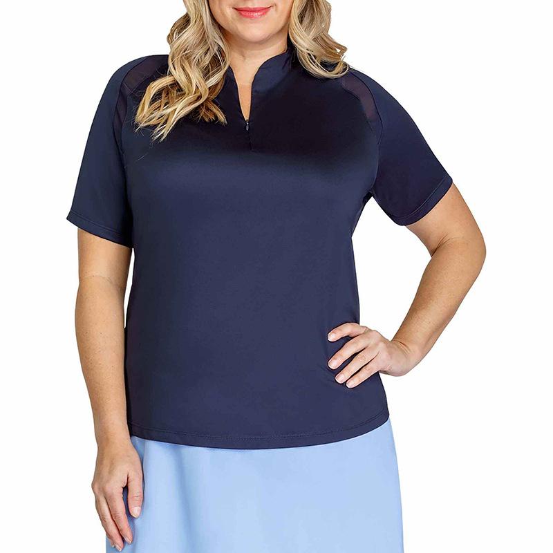 ポロシャツ レディース ゴルフウェア Vネック オーガンジー素材 スポーツ 吸湿速乾 軽量 春夏 ポリエス..