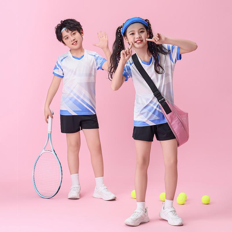 バドミントン 卓球 テニス ウェア キッズ 子供用 男女兼用 半袖 ポリエステル 吸汗速乾 ストレッチ 練..