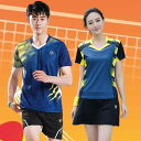スポーツウェア 男女兼用 半袖 速乾 吸汗 ポリエステル素材 ストライプ柄 バドミントン 卓球 テニス ユニフォーム トレーニングウェア 練習着 トップス
