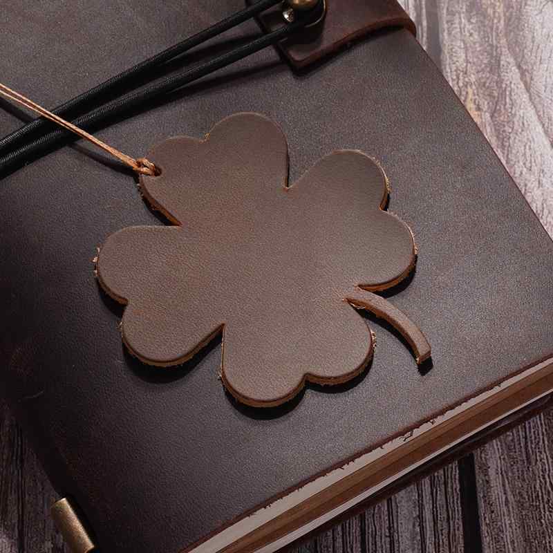しおり 手作り 本革 牛革 クレイジーホースレザー レトロ ヴィンテージ アンティーク調 縫製 四つ葉のクローバー ブックマーカー ブラウン コーヒー ワインレ...