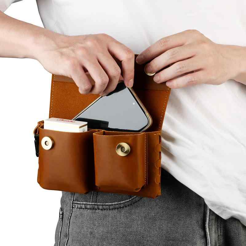 ウエストバッグ メンズ 男性用 本革 牛革 トップグレインレザー 多機能 ファスナー式 8インチ収納 スマ..