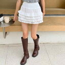 スカート レディース ミニ丈 Aライン ティアード ハイウエスト シャーリングウエスト フリル 韓国風 大人かわいい フェミニン ポリエステル ストレッチ ホワイト 春夏 通勤 オフィス きれいめ