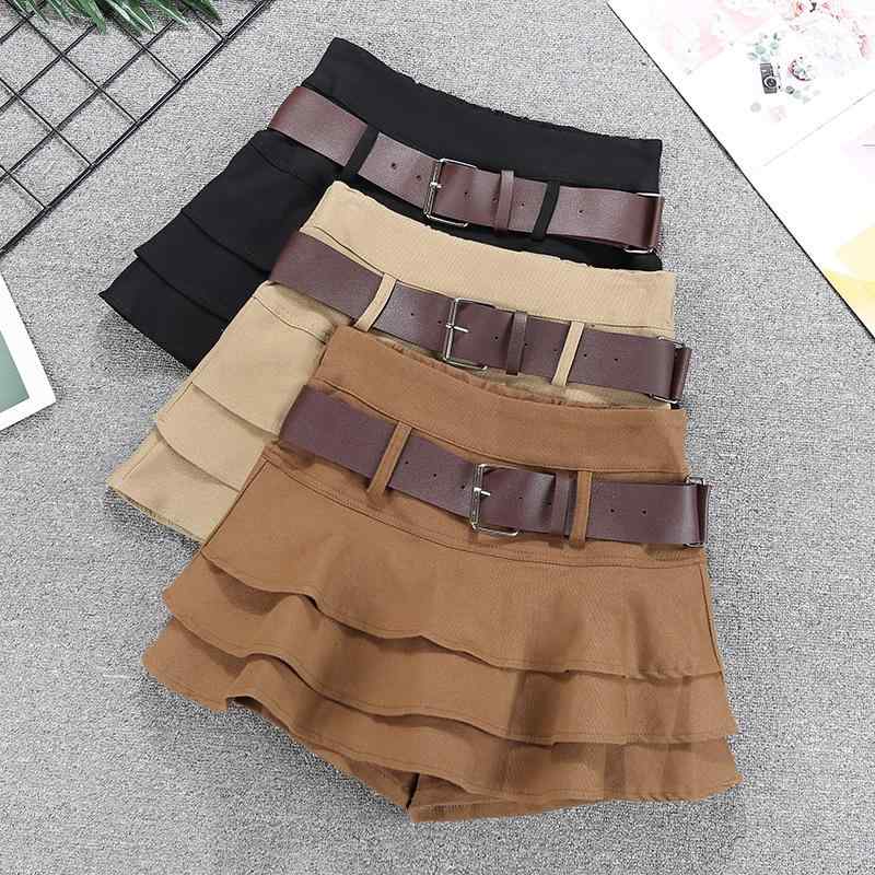 スカート レディース デニム ミニ丈 ティアード フリル 切り替え ベルト付き デザイン セクシー ギャル..