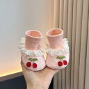 ソックスシューズ 女の子 ベビー 新生児 0ヶ月 12ヶ月 かわいい ソフトソール 滑り止め付き 綿 室内履き 歩き始め よちよち歩き 春秋 ピンク アイボリー チェリー柄