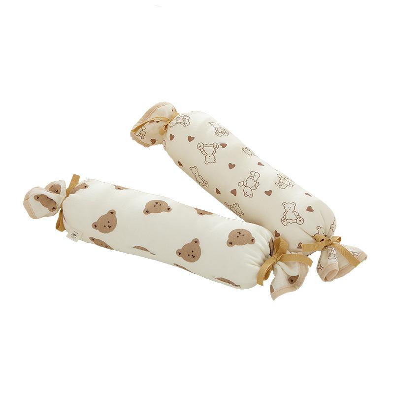 ベビー枕 赤ちゃん 子供用 ロング 筒型 キャンディピロー 二重くしゅくしゅガーゼ コットン 寝返り防止 頭部サポート クッション 安眠 ウォッシャブル
