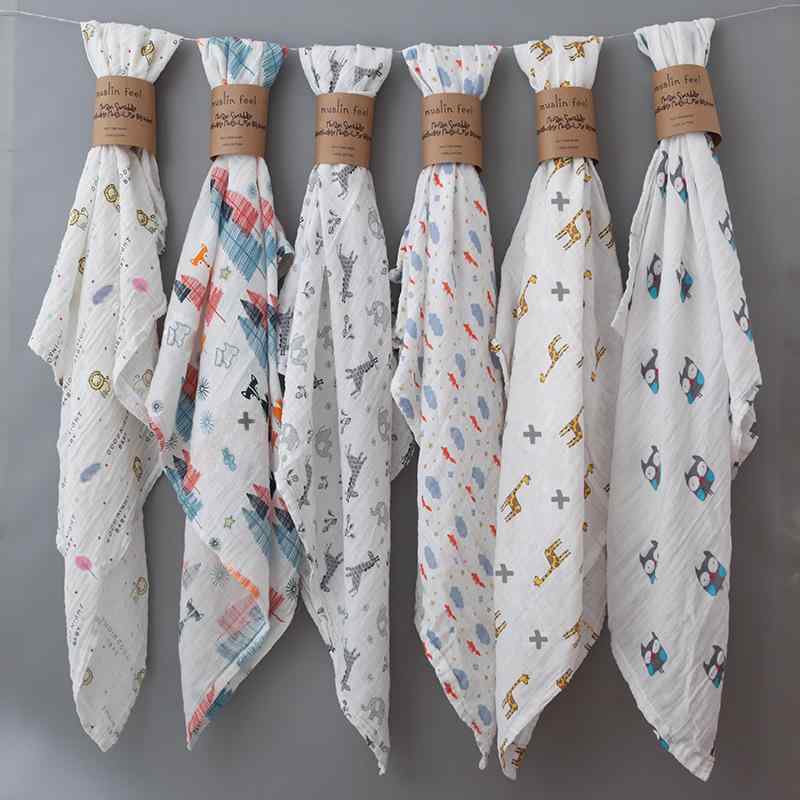 ベビー ダブルガーゼ 純綿 おくるみ スワドル ブランケット 春夏 ベビーカーひざ掛け 吸湿 通気 肌触り ソフト 総柄 赤ちゃん 新生児 出産祝い