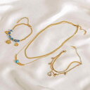 ネックレス ブレスレット ユニセックス 男女兼用 ステンレス チタン製 ラウンド ブルーアイ 個性的な ファッション 手作り 普段使い 鎖骨ネックレス アクセサリー