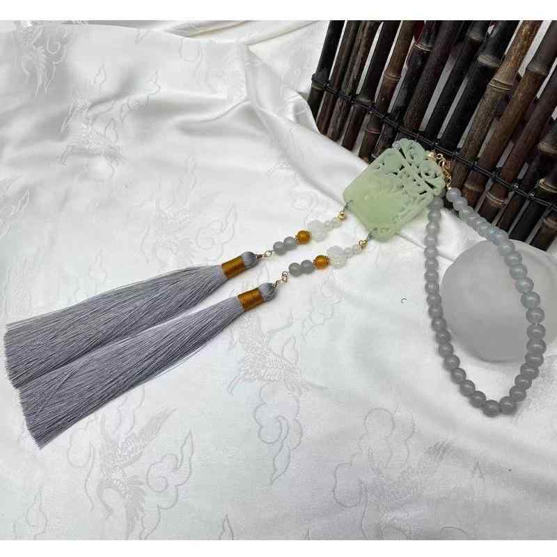 漢服 腰飾り 古風 魚モチーフ 模造翡翠 フェイクジェード タッセルチャーム 揺れる 宮廷風 歩行時装飾 男女兼用 イベント 舞台 撮影 小物