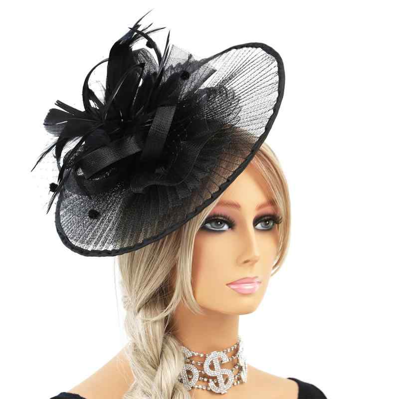 ヘッドドレス レディース レトロ トーク帽 チュール フェザー コサージュ 髪飾り 競馬 ティーパーティ..