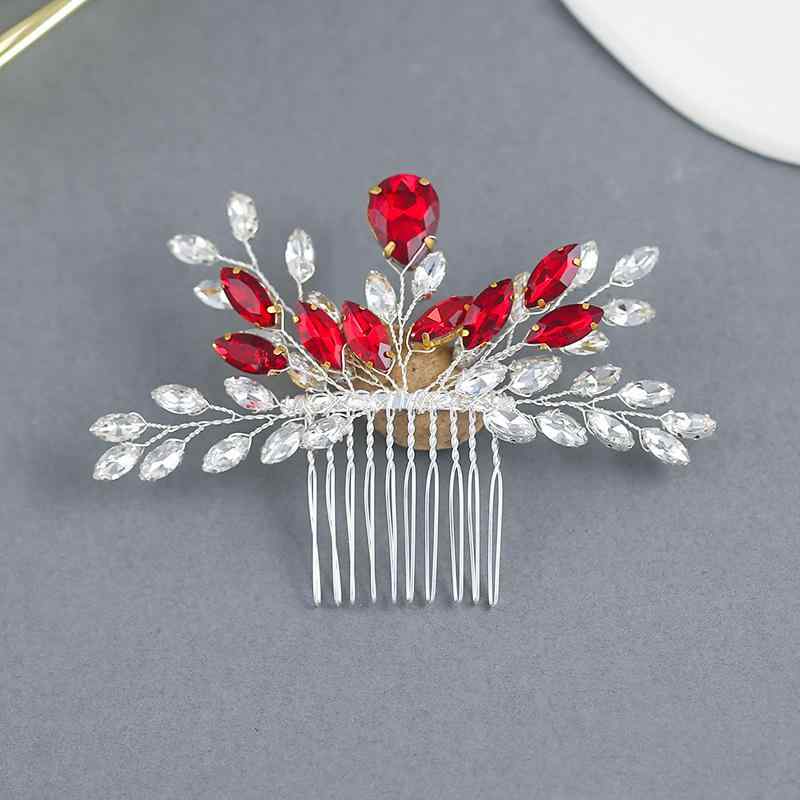 髪飾り レディース 花嫁 ウェディング ブライダル 結婚式 ヘアコーム 挿し櫛 舞台 発表会 演奏会 パーティー アップヘア まとめ髪 ラインストーン ビーズ パール 合金 電気メッキ加工 手作り(x2)