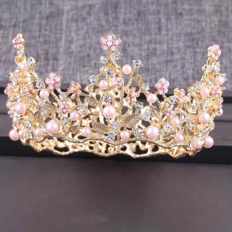 ティアラ レディース バロック調 ラインストーン パール ヘッドアクセサリー 結婚式 ブライダル 花嫁 ウェディング小物 髪飾り 合金製 ゴールドカラー 電気メ...