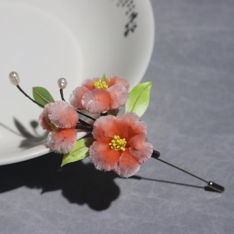 簪 絹 絨花 パール フラワーモチーフ 髪飾り ヘアアクセサリー 漢服 チャイナドレス 和装小物 オリエンタルスタイル レトロモダン エレガント 結婚式 発表会...
