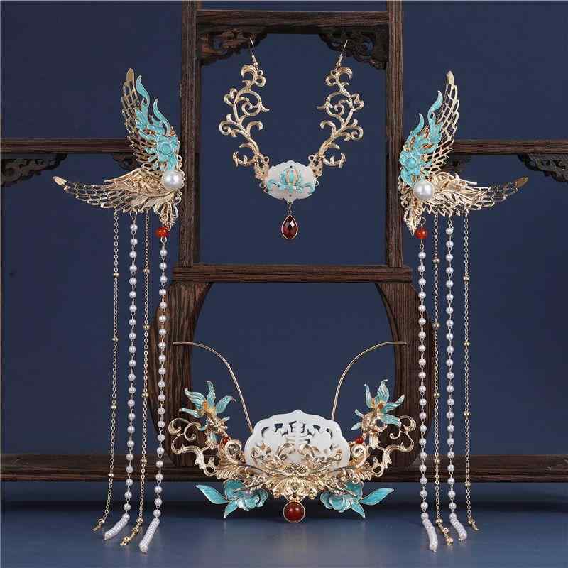 ヘアアクセサリー キッズ 子供用 漢服 古風 和風 龍女モチーフ 冠 ティアラ ヘアクリップ 髪留め 額飾り 簪 かんざし 華やか 優雅 幻想的 豪華 フルセット 合金製