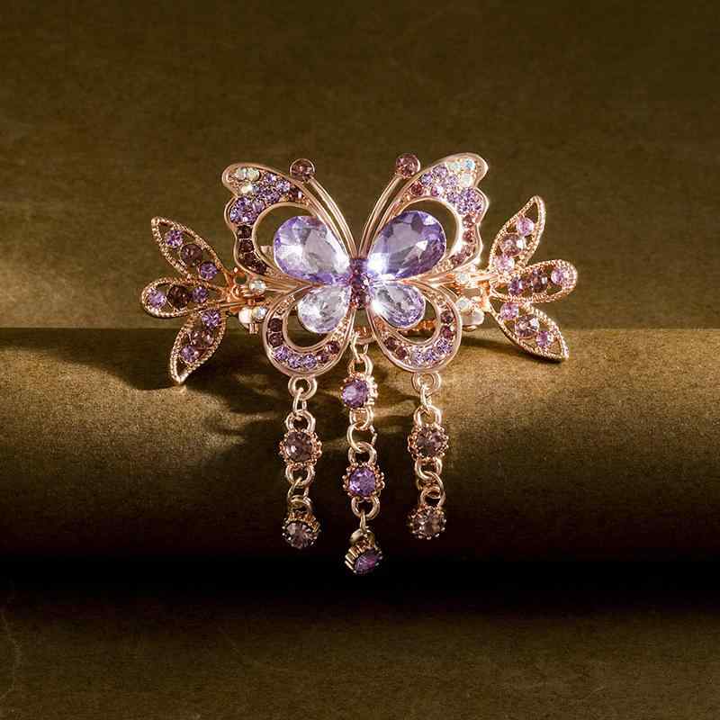 ヘアアクセサリー レディース 大人用 韓国風 上品 華やか ラインストーン フラワー バレッタ スプリン..