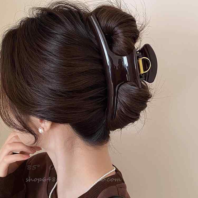 バンスクリップ レディース 超特大 15cm 多毛対応 シンプル 高級感 後ろ髪 まとめ髪 アクリル 樹脂 ブ..