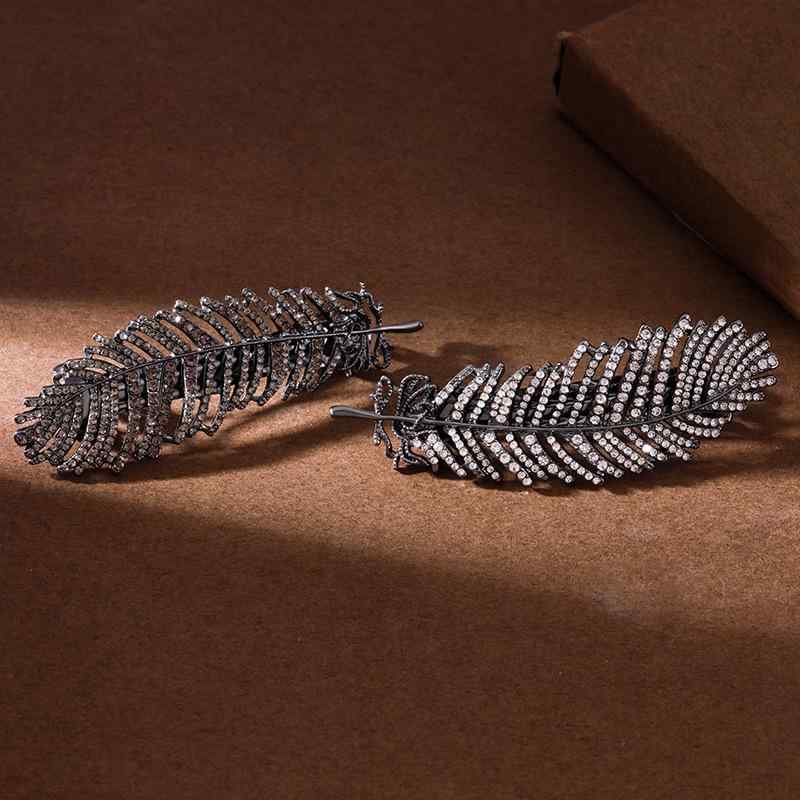 ヘアアクセサリー レディース ラインストーン 羽 バレッタ 韓国風 エレガント スプリングクリップ 華や..