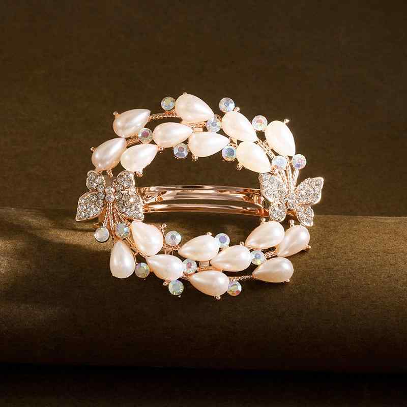 バンスクリップ レディース スズラン 花 タッセル ツイスト 丸型 亜鉛合金 ラインストーン 上品 高級感..