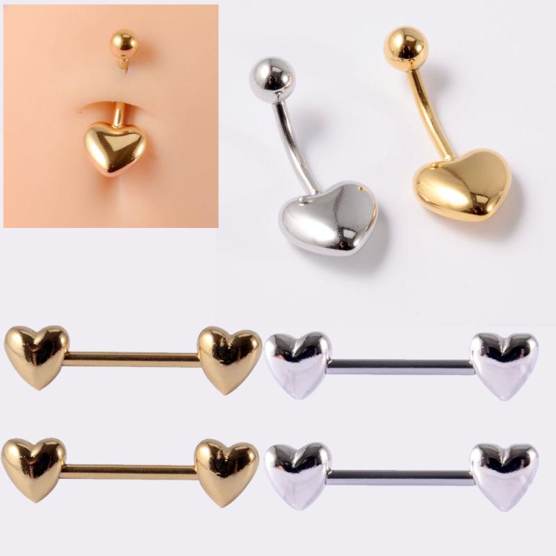ボディピアス 男女兼用 ユニセックス ハート型 サージカルステンレス製 へそリング ベリーリング ニップルリング 乳首リング 14G 外部..