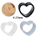 ボディピアス ユニセックス アクリル製 ハート形 中空デザイン 拡張ピアス エキスパンダー イヤーロブ ブラック ホワイト クリア 透明 普段使い カジュアル(x2)