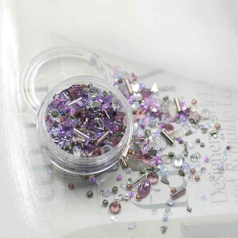 ネイルアート DIY ネイルパーツセット メタルクラッシュストーン 付け爪用 アクセサリーパーツ ラインストーン ガラス製 上品 エレガント ドロップ柄 (x2...